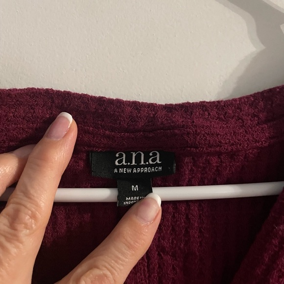 Women's Oversized Burgundy Front-knot Button-Up Top in size medium - Picture 4 of 5